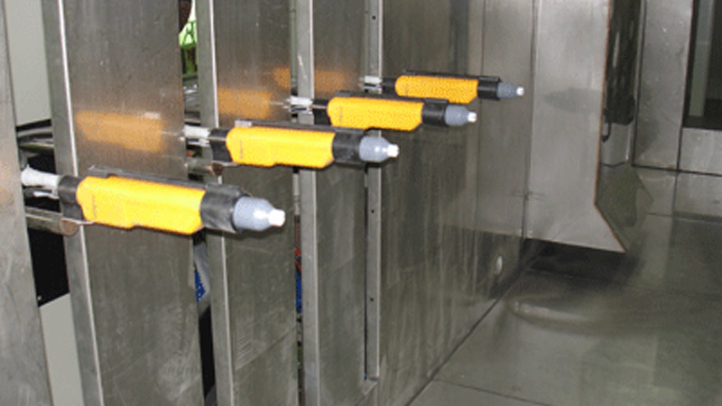 reciprocating machine spraying